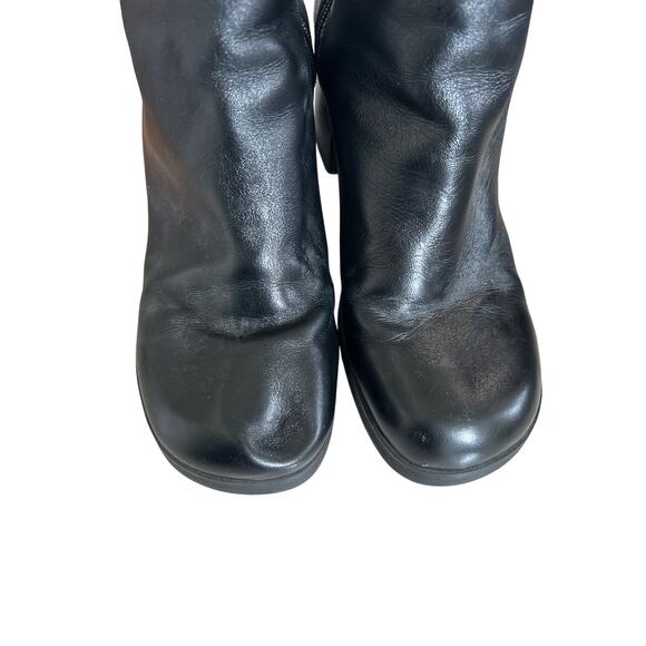 Vintage Y2K 90s Black Leather Stitched Design Chunky Heel Ankle Boot - Picture 3 of 13